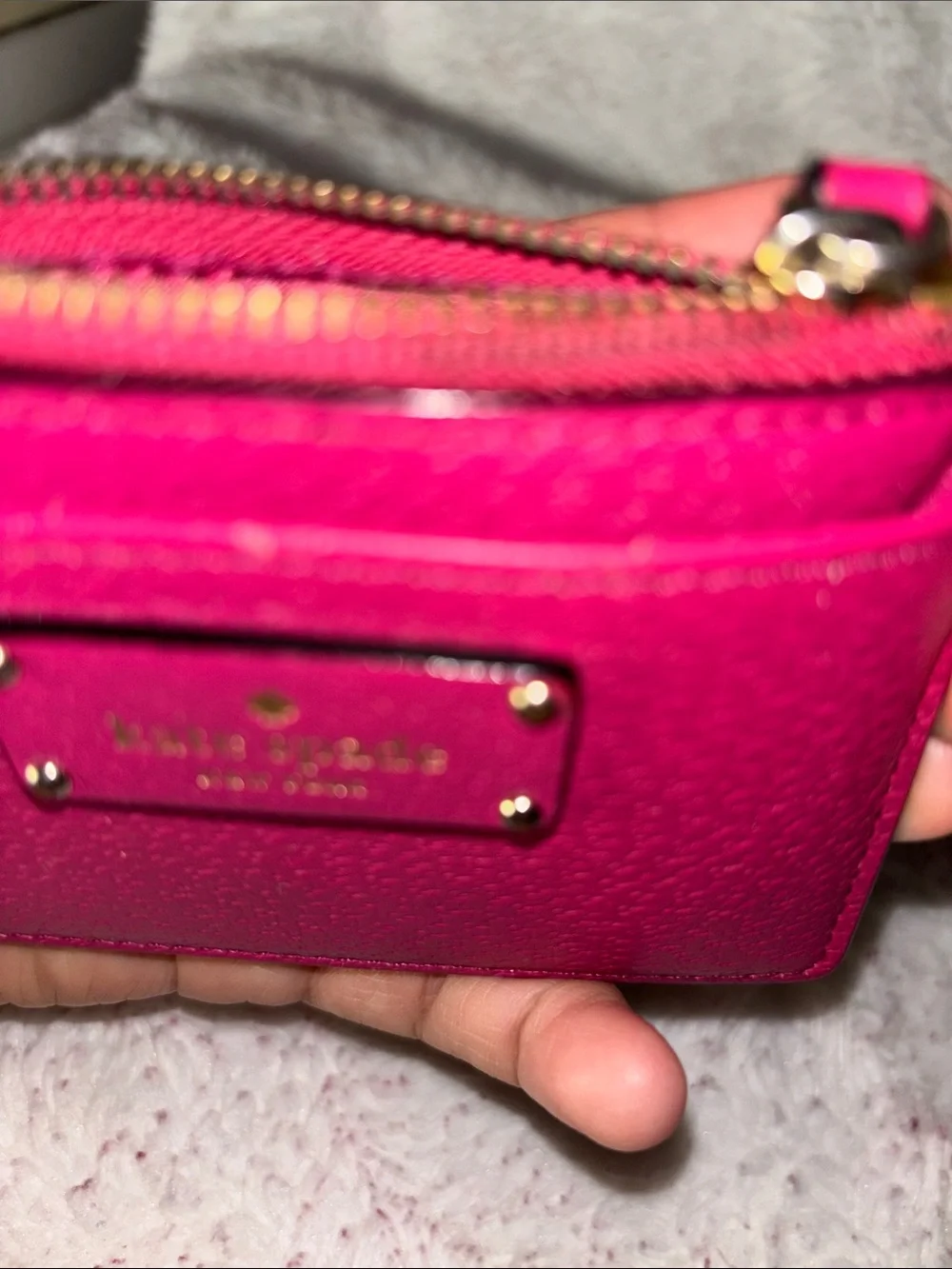 kate spade Fuchsia Leather Zip Card Wallet